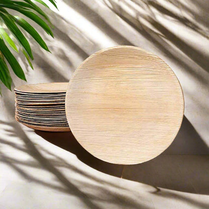 10" Round Shallow Areca Palm leaf Plate - Pack of 25