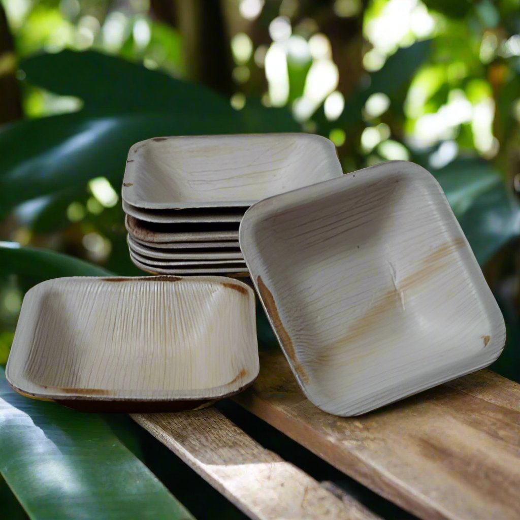 4" Square shallow Areca Palm Leaf Bowls-PACK OF 25