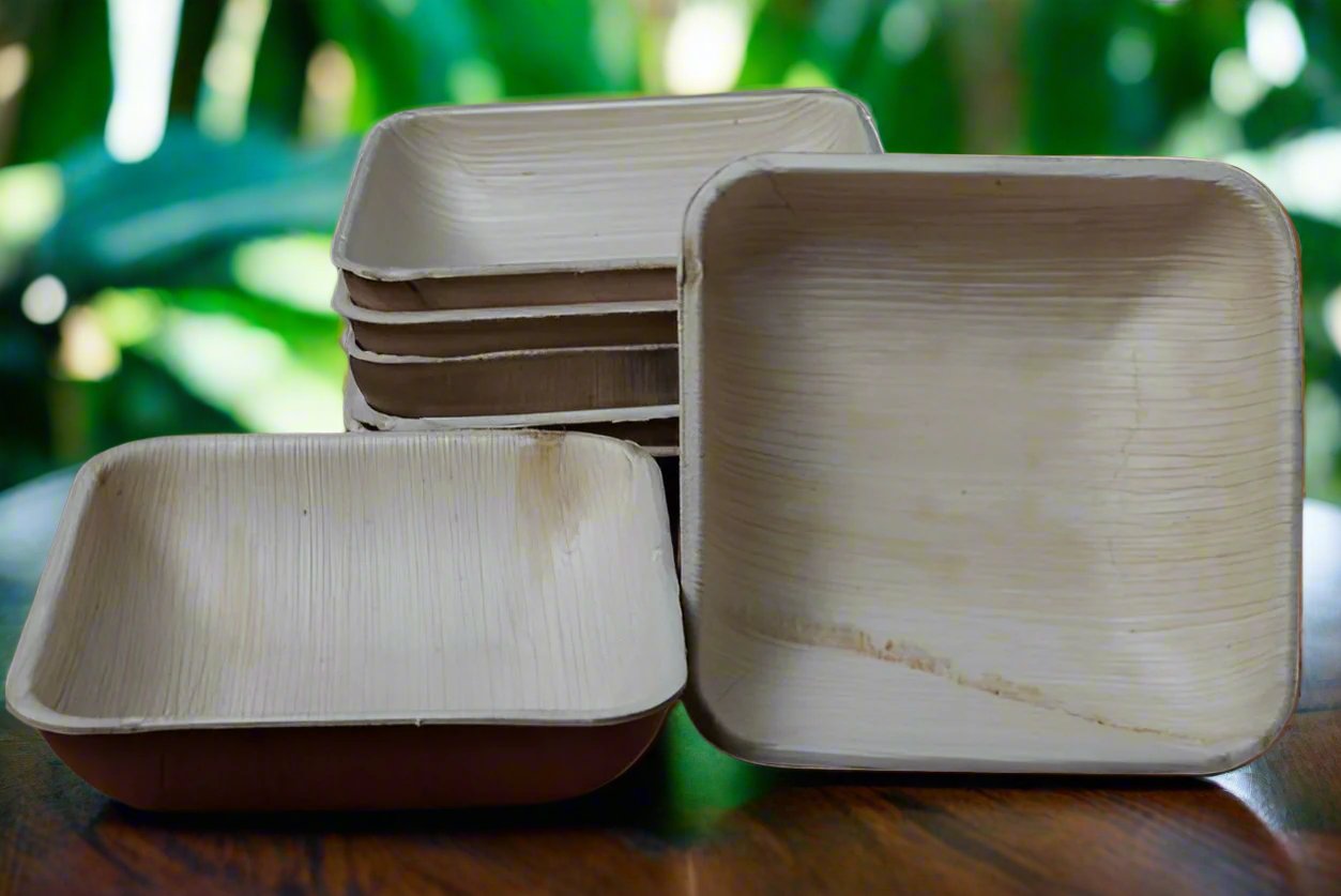 6"Square Deep Areca Palm Leaf Bowls-PACK OF 25