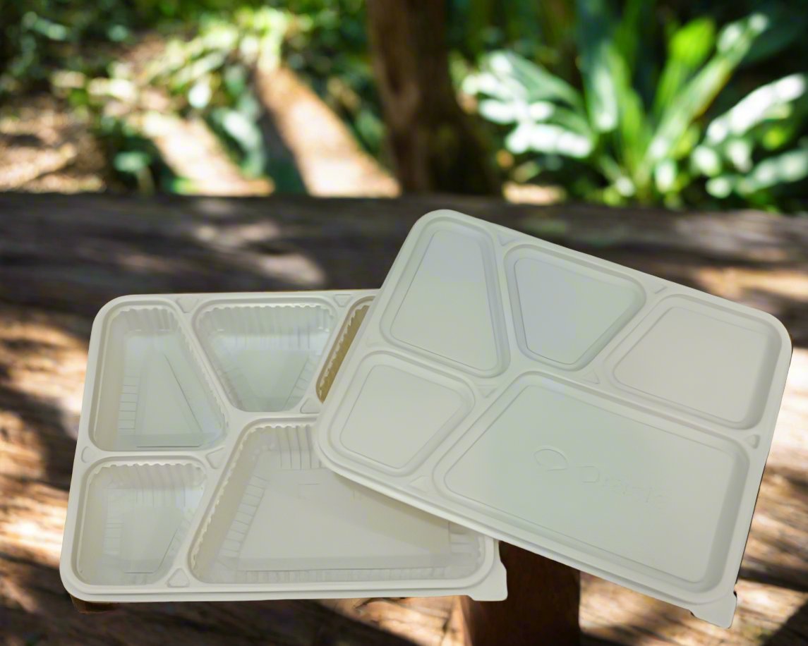 5 Compartment Cornstarch Ecofriendly Take away containers-Pack of 25