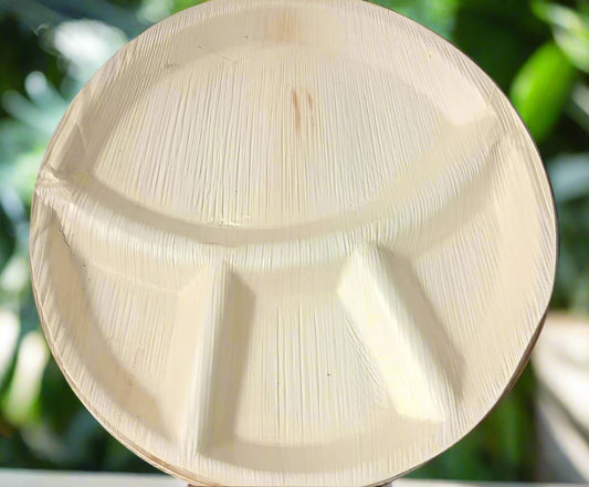 4 Compartment Round Areca Palm Leaf Plate